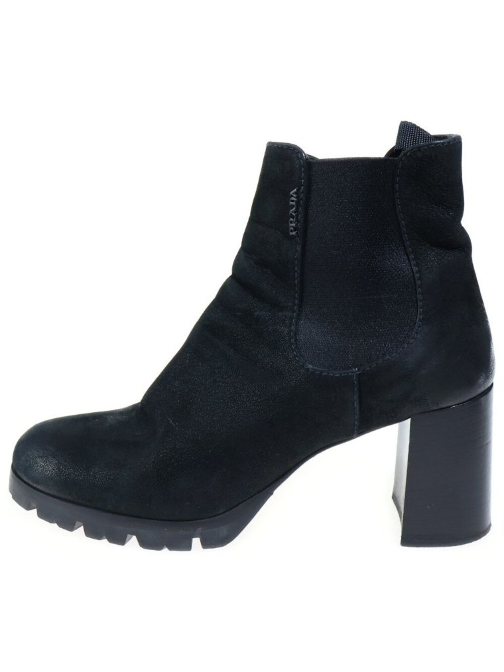 Prada Side Gore Short Boots Leather Black